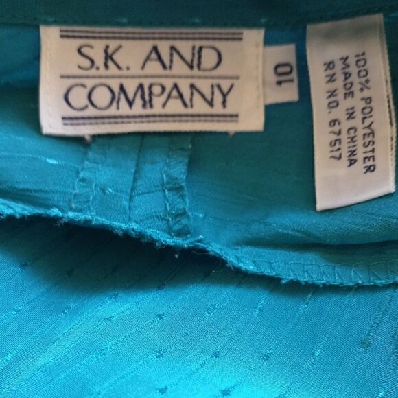 High Neck Pleated Flowy Blouse Sz M 10 Silky Regency Office Siren Corpcore Vtg - Picture 11 of 16